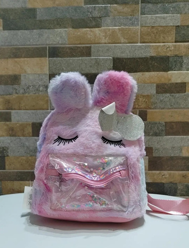 Mochila De Piel Con Peluche Unicornio