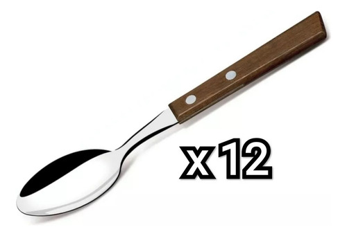 Set 12 Cucharas Acero Inoxidable Mango Madera Cocina Cubiert