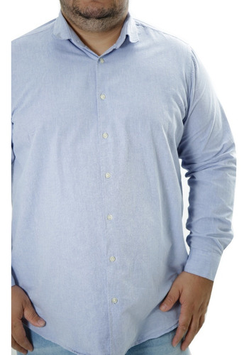 Imagem 3 de 4 de Camisa Social Masculina Manga Longa Tamanho Grande Plus Size