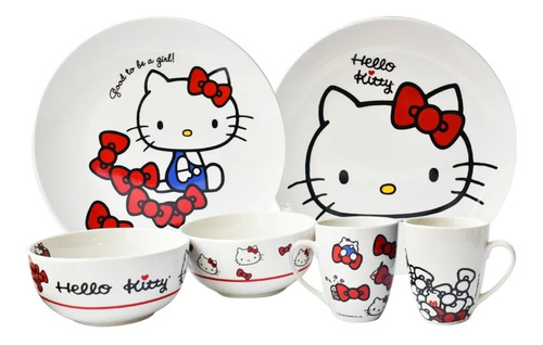 Vajilla De Porcelana Hello Kitty 12 Piezas 