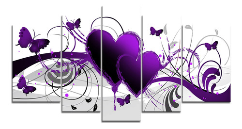 Yeawin Arte De Pared De Mariposa De Amor Morado, Corazn Mora