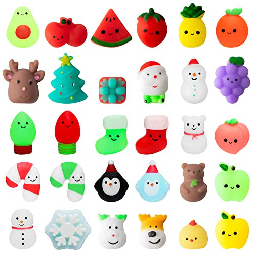 Mallmall6 30pcs Christmas Mochi Squeeze Toys For Kids Party