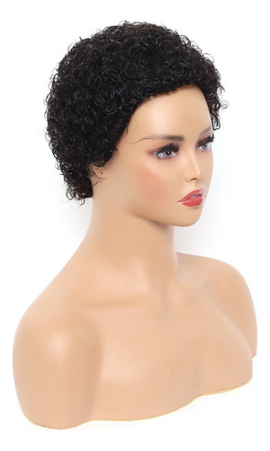 .. Pelucas Negras De Cabello Humano Natural, Rizado Y Afro