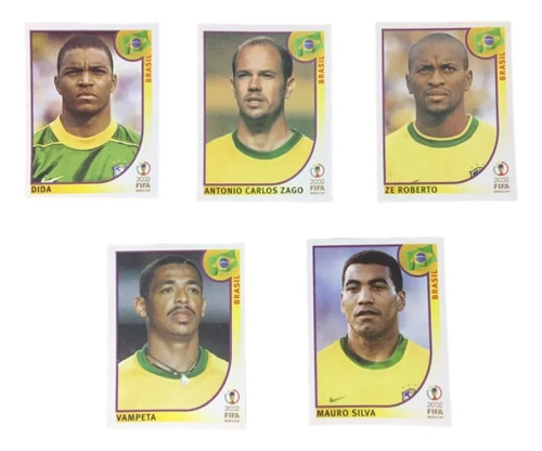 5 Figurinhas Copa Mundo 2002 Importadas Jogadores Do Brasil!