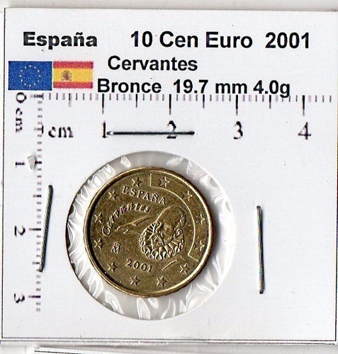 Moneda Del Mundo España 10 Cen Euro Cervantes  2001    E98s