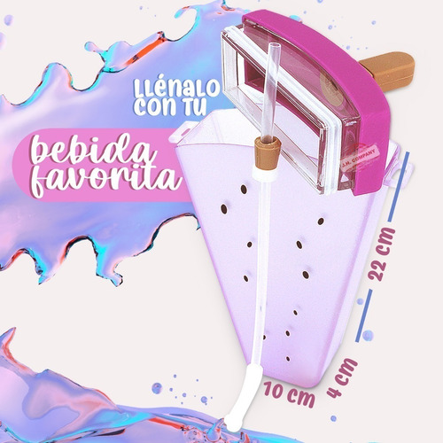 Botella Agua Forma Paleta Crossbody Cantimplora Con Correa