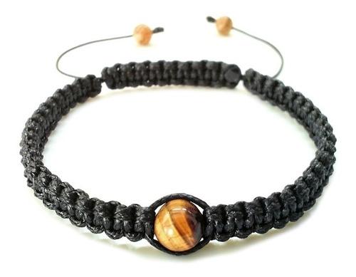 Manilla Pulsera Piedra Natural Ojo De Tigre Macrame 