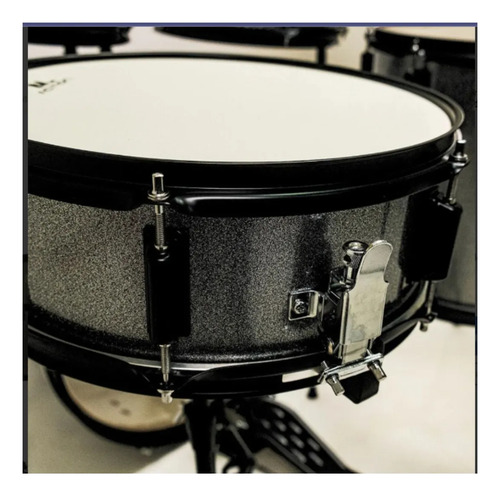 Bateria Acustica Turbo Action Completa Bumbo 22 Silver Prata