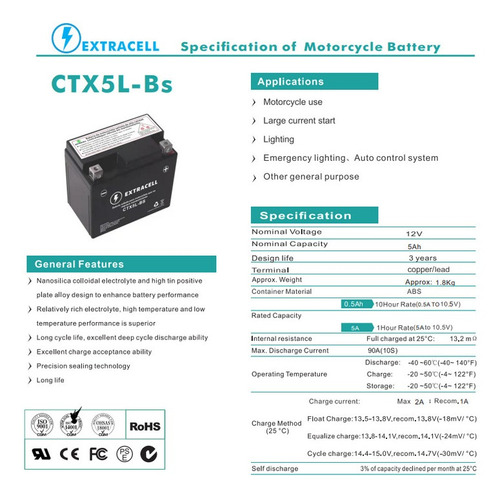 Bateria Suzuki 110 Ug110 Hokuto 00 -(ytx5l-bs)