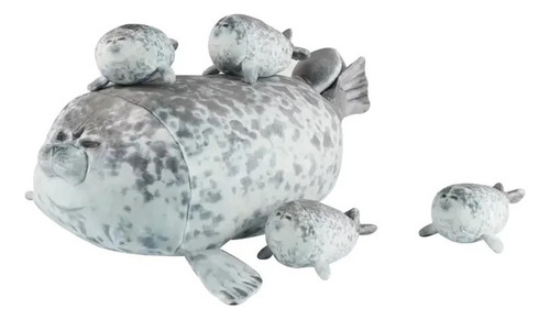 Peluche De Foca, Suave, Comoda, Con 4 Bebes Foca. 40cm