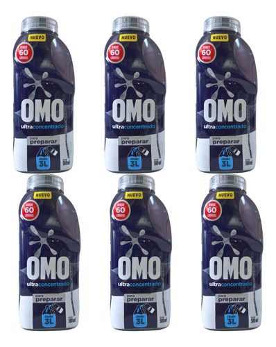 Detergente Omo Pack 6 Ultraconcentrado  Rinde 60 Lavados 