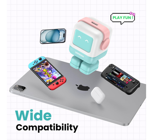 Cargador Ugreen Uno De 30 W, Usb C, Robot Gan Para iPhone Ga