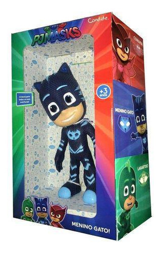 Boneco Menino Gato 40cm Em Vinil Pj Masks Canide 1715