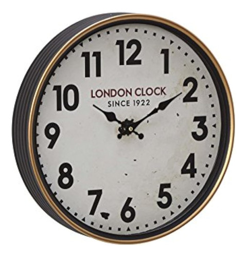 Deco 79 52584 Reloj De Pared Blancoroble Cafénegrorojolatón