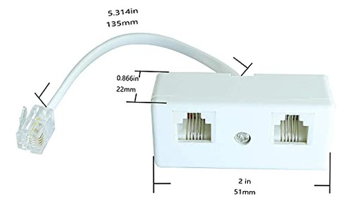 Divisor De Teléfono Bidireccional 2pcs Rj11 6p4c Línea De Te