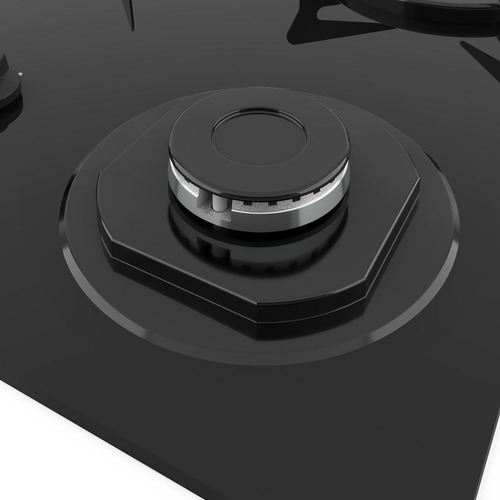 Cooktop Fogatti À Gás Fgt 5b Tc Vidro Preto Flange Esmaltada 127/220V