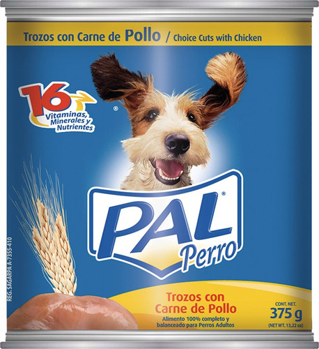 Alimento Para Perro Pal Trozos De Pollo Lata 375 Gr