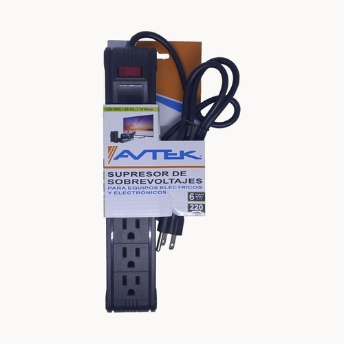 Imagen 1 de 1 de Regleta Con Supresor De Voltaje 6 Tomas Avtek 1200va