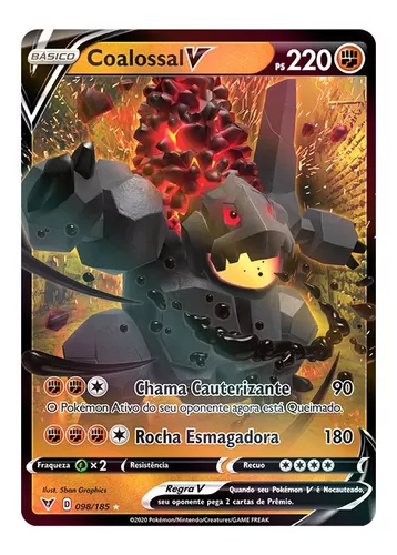 Carta Pokemon Coalossal VMAX Português 99/185 Card Original Copag V MAX