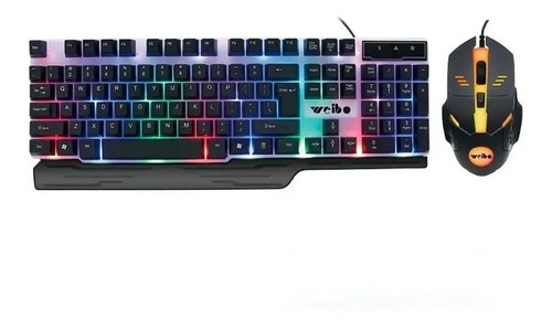 Kit Mouse Y Teclado Gamer Weibo Rgb Sensacion Mecanica