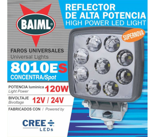 Reflector 9 Leds 120w Alta Potenc 12/24v Baiml (concentra)