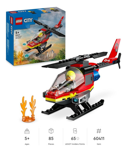 Lego 60411 City Helicoptero De Recate 85 Pzs