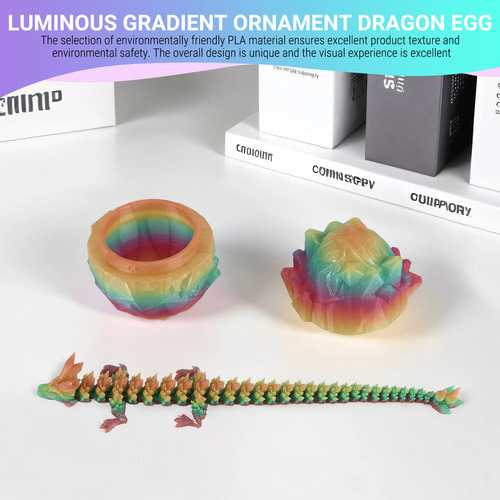 Dragón Articulado Con Gemas Impresas En 3d, Dragón Giratorio