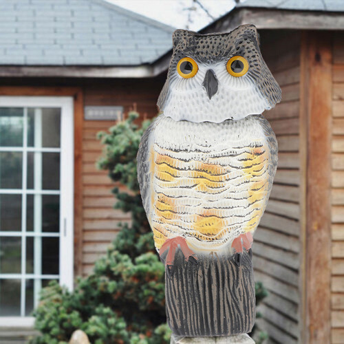 Vivid Owl Decoy Animal Statue Pigeon Scarer Garden Una