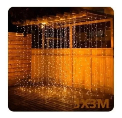 Imagen 4 de 10 de Cortina Led 300 Luces12 - Bco Calido Tira 3x3 Metros Navi