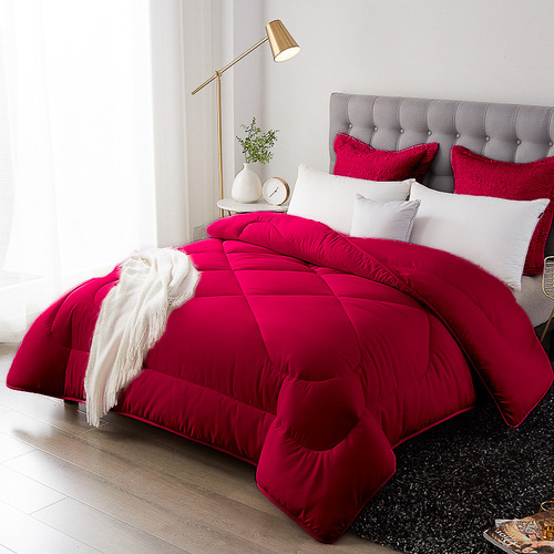 Edredom Dupla Face Percal 400 Fios Extra Macio Casal Luxo Cor Vermelho