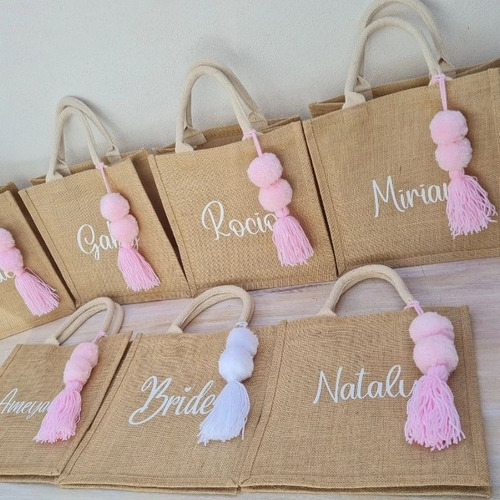 2 Bolsas De Yute Personalizadas, Damas De Honor, Recuerdos