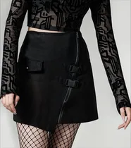 Comprar Falda Evasé Tech Detalles Grunge Punk Goth Rave Kawaii Y2k