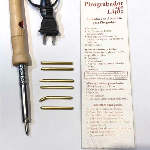 Imagen 2 de 8 de Pirograbador Lapiz + 6 Puntas. Soldador. Ideal Artesanias