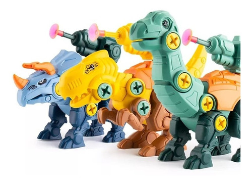 Brinquedo Educativo Dinossauro De Montar Com Dardos E Chave