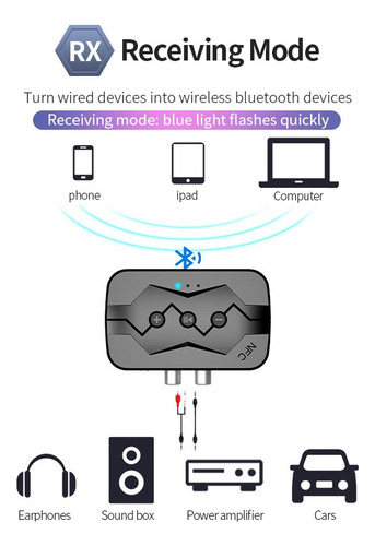 Transmisor/receptor De Audio Estéreo Nfc Bluetooth 5.0