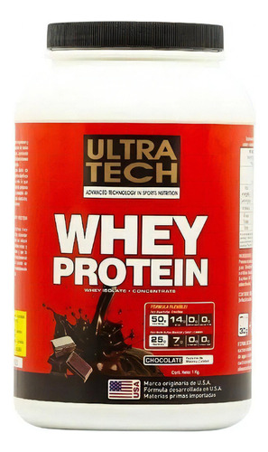 Whey Protein Concentrada X 907 gr Ultra Tech Sabor Chocolate