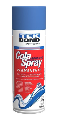 Cola Spray 500ml Permanente Couro Sapatos Carpetes  Tekbond