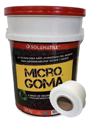 Membrana Impermeabilizante Microgoma Techo 22kg + Malla 10cm Gris Mate