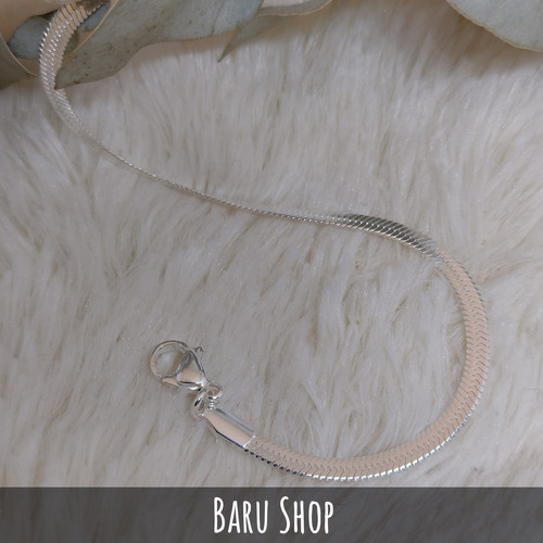 Imagen 5 de 8 de Pulsera Cola De Ratón Chata De Acero Blanco