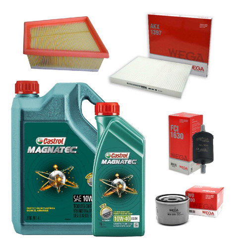 Kit 4 Filtros + 5l Aceite Castrol 10w40 Renault Duster 1.6