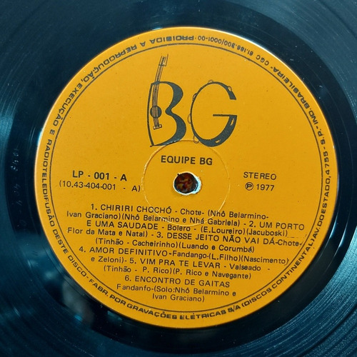 Vinil Lp Equipe Bg Nhó Belarmino E Nhá Gabriela