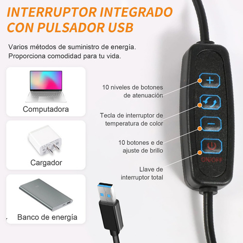 Lámpara De Escritorio Led Con Brazo Flexible De 360°luces De
