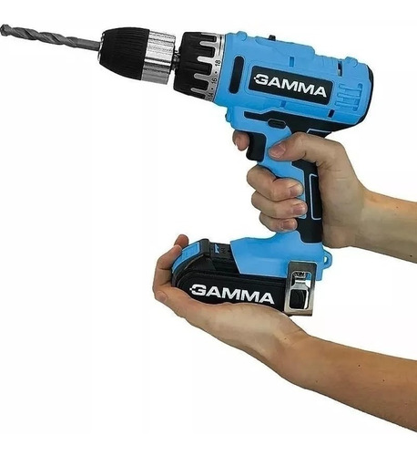 Imagen 6 de 7 de Taladro percutor atornillador inalámbrico de 13mm Gamma G12301 21V + accesorios con maletín de transporte 110V/220V