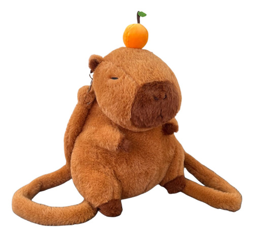Mochila De Felpa Kawaii Capybara Con Mandarina