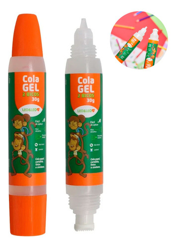 Cola Gel Leo&leo 2 Bicos Para Precisão 30g Escolar