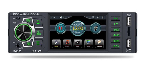 Estereo Vehiculo Din Bluetooth Radio Pantalla 3,8 Mp3 Tf