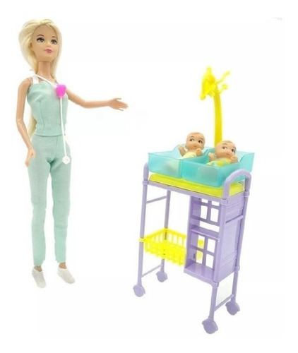 Imagen 4 de 6 de Muñeca Kiara Pediatra Con Bebes Y Accesorios Poppi Doll