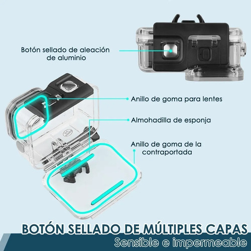 Imagen 7 de 8 de Gopro Hero 9 Funda Impermeable Para Cámara Submarinas