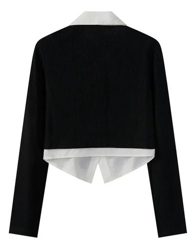 Camisa De Mujer Falsa De Dos Piezas Con Insignia De Estilo U