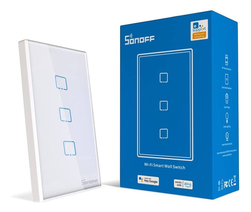 Interruptor Inteligente Sonoff 3 Botones Blanco Wifi Alexa